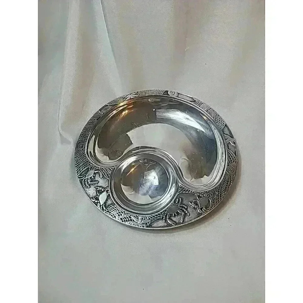 Wilton Armetale Crab Design Pewter Chip & Dip Bowl Metalware